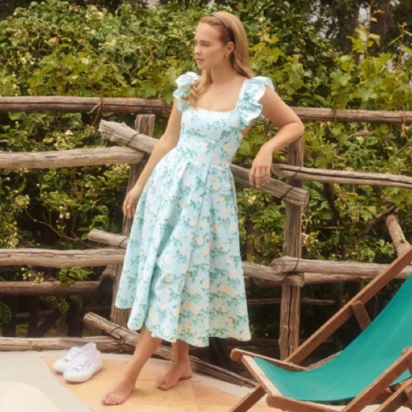 Hill House Daphne Floral Flutter Sleeve Dress - Picture 1 of 6